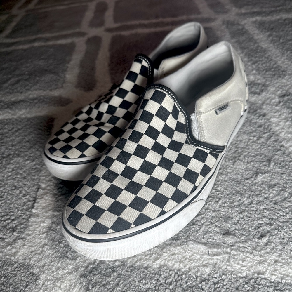 Checkered Black and White Vans— slight wear